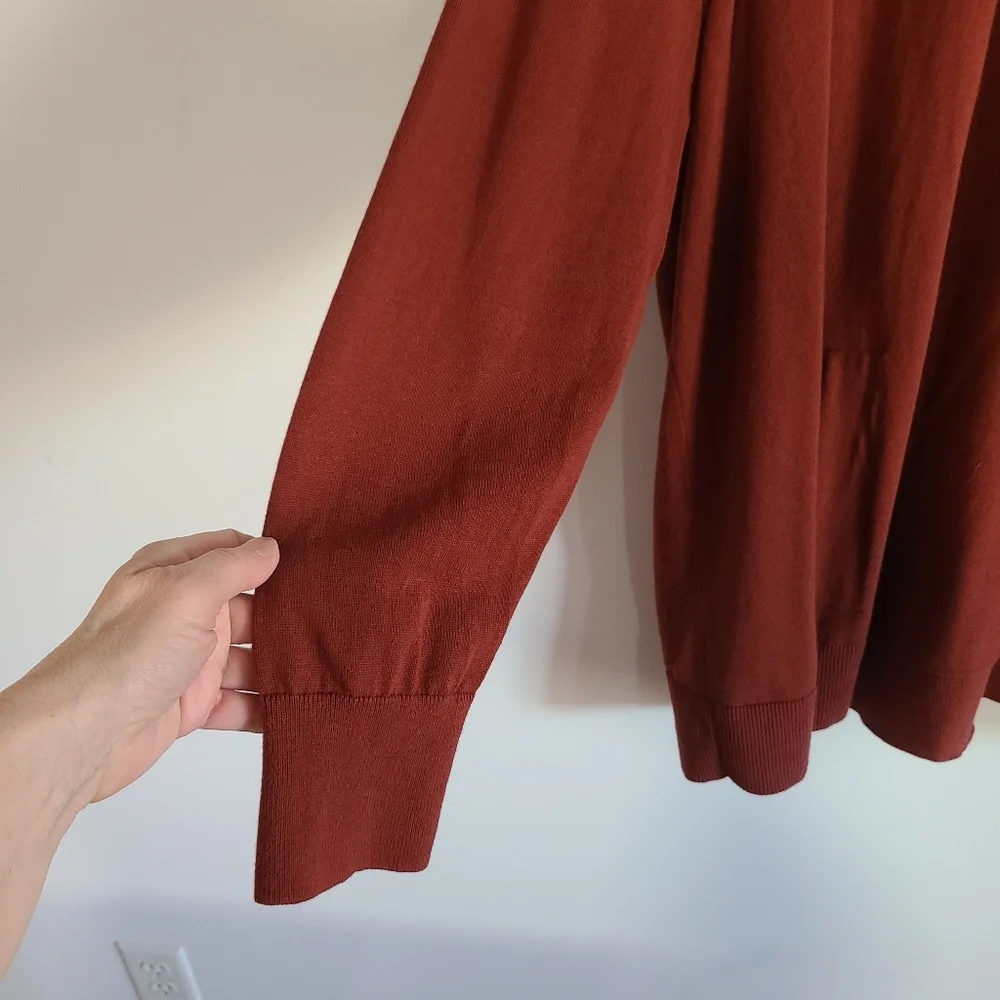 Lands End Cardigan Sweater Terracotta Orange Rust 2X